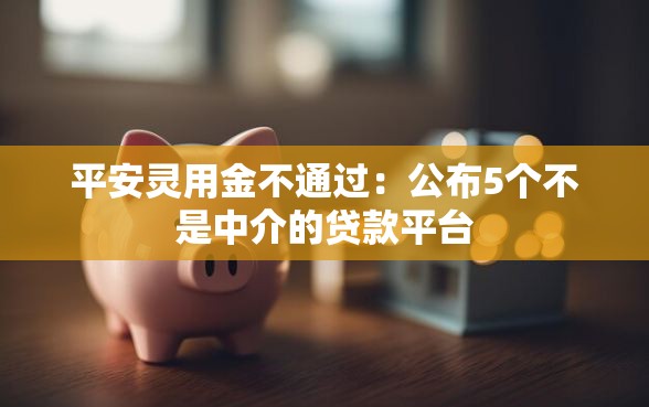 平安灵用金不通过：公布5个不是中介的贷款平台