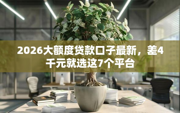 2026大额度贷款口子最新，差4千元就选这7个平台