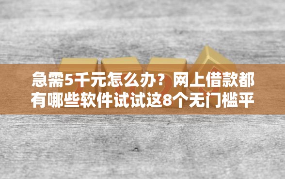 急需5千元怎么办？网上借款都有哪些软件试试这8个无门槛平台