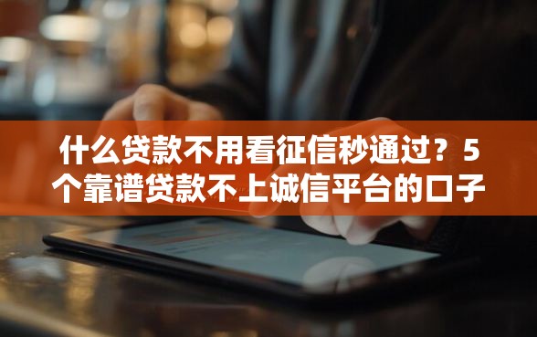 什么贷款不用看征信秒通过？5个靠谱贷款不上诚信平台的口子推荐