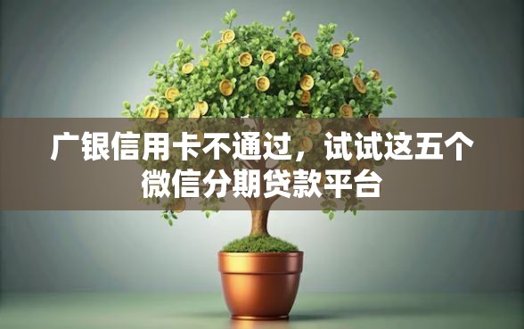 广银信用卡不通过，试试这五个微信分期贷款平台