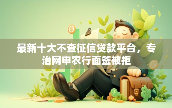 最新十大不查征信贷款平台，专治网申农行面签被拒
