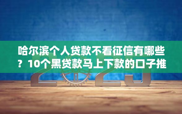 哈尔滨个人贷款不看征信有哪些？10个黑贷款马上下款的口子推荐给你