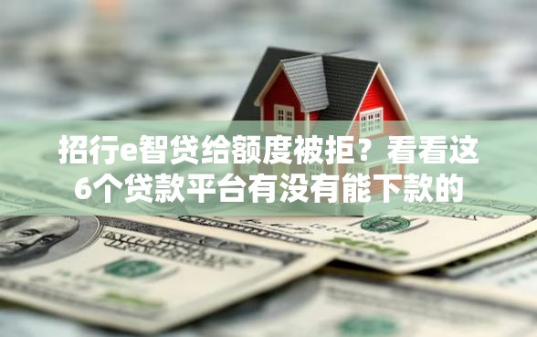 招行e智贷给额度被拒？看看这6个贷款平台有没有能下款的