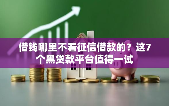 借钱哪里不看征信借款的？这7个黑贷款平台值得一试