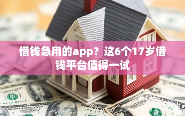 借钱急用的app？这6个17岁借钱平台值得一试