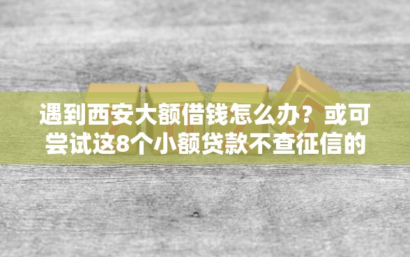 遇到西安大额借钱怎么办？或可尝试这8个小额贷款不查征信的软件