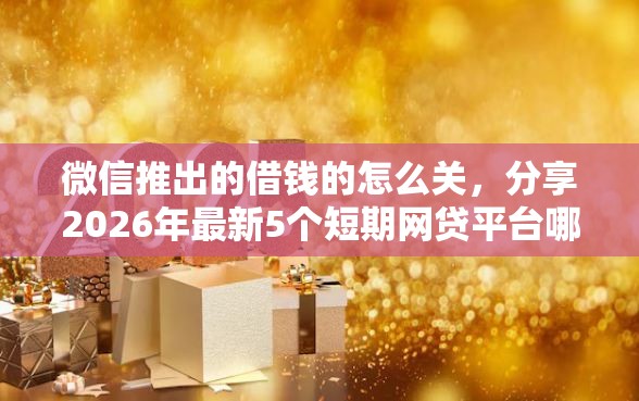 微信推出的借钱的怎么关，分享2026年最新5个短期网贷平台哪些好借