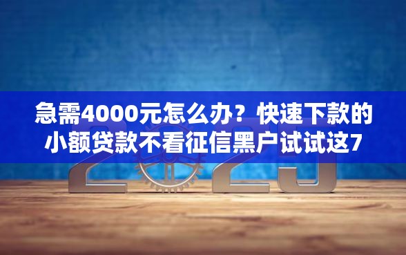急需4000元怎么办？快速下款的小额贷款不看征信黑户试试这7个无门槛平台