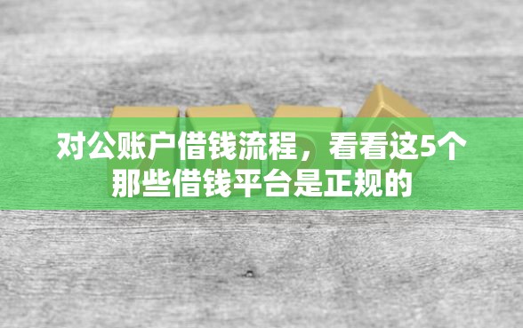 对公账户借钱流程，看看这5个那些借钱平台是正规的