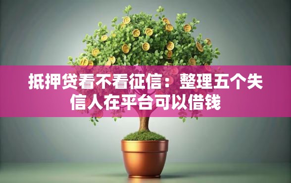 抵押贷看不看征信：整理五个失信人在平台可以借钱