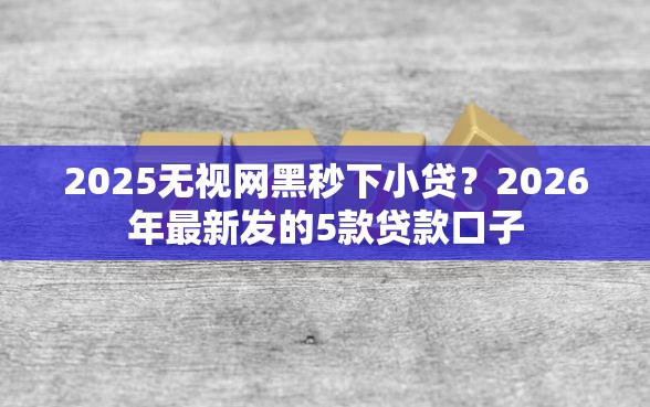 2025无视网黑秒下小贷？2026年最新发的5款贷款口子