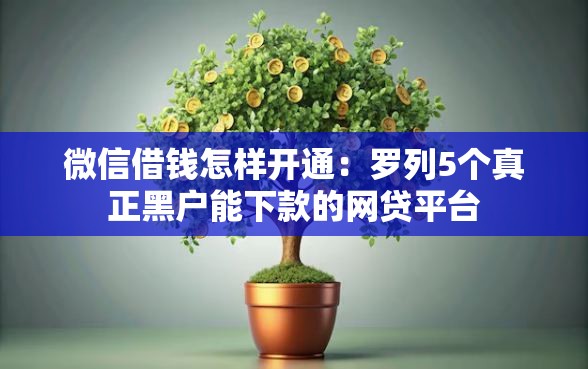 微信借钱怎样开通：罗列5个真正黑户能下款的网贷平台