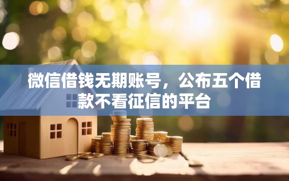 微信借钱无期账号，公布五个借款不看征信的平台