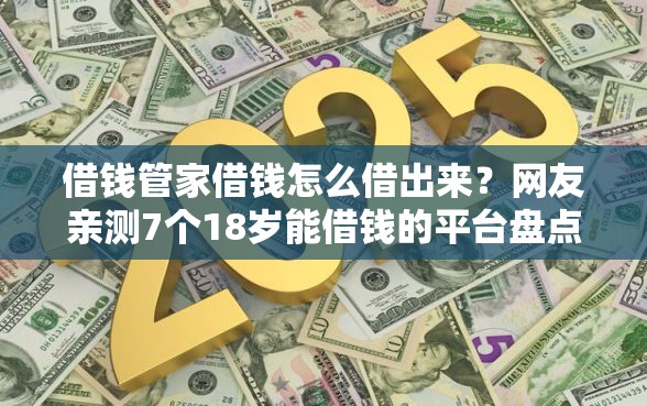 借钱管家借钱怎么借出来？网友亲测7个18岁能借钱的平台盘点