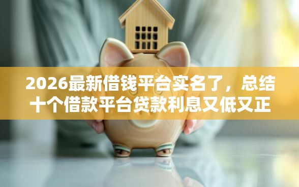 2026最新借钱平台实名了，总结十个借款平台贷款利息又低又正规！