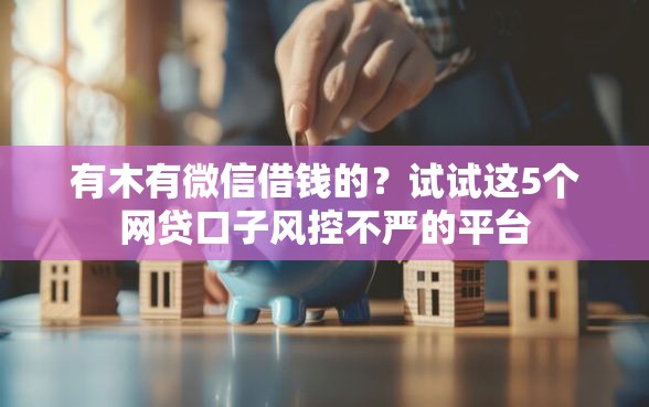 有木有微信借钱的？试试这5个网贷口子风控不严的平台