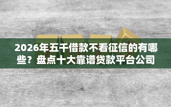 2026年五千借款不看征信的有哪些？盘点十大靠谱贷款平台公司