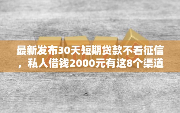 最新发布30天短期贷款不看征信，私人借钱2000元有这8个渠道