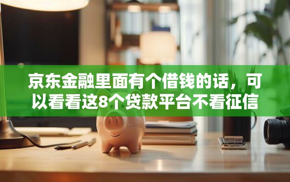 京东金融里面有个借钱的话，可以看看这8个贷款平台不看征信,不看负债