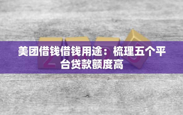 美团借钱借钱用途：梳理五个平台贷款额度高