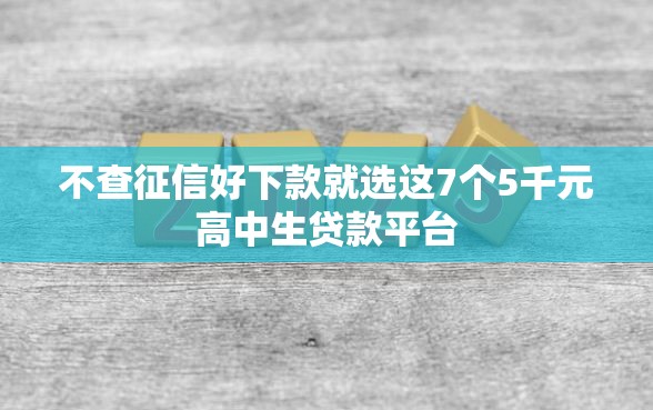 不查征信好下款就选这7个5千元高中生贷款平台