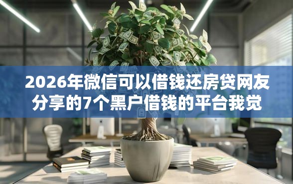 2026年微信可以借钱还房贷网友分享的7个黑户借钱的平台我觉得不错！