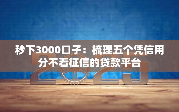 秒下3000口子：梳理五个凭信用分不看征信的贷款平台