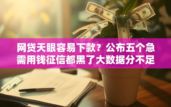 网贷天眼容易下款？公布五个急需用钱征信都黑了大数据分不足有没有平台能借