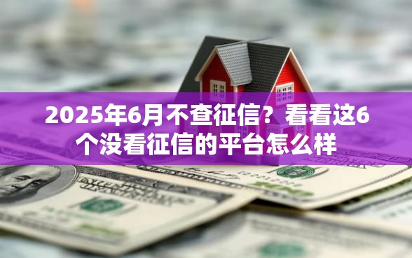2025年6月不查征信？看看这6个没看征信的平台怎么样