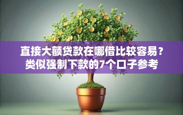 直接大额贷款在哪借比较容易?类似强制下款的7个口子参考 直接大额贷款在哪借比较容易?类似强制下款的7个口子参考