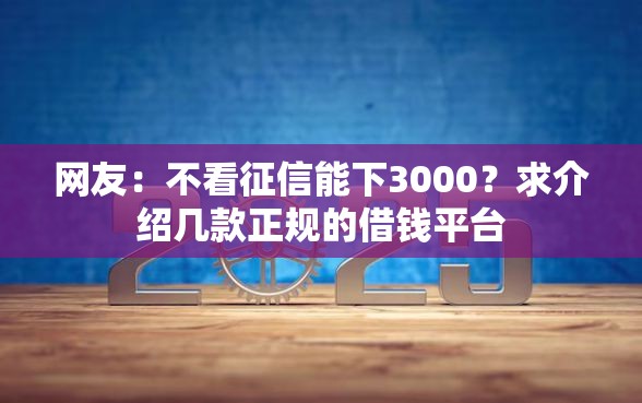 网友：不看征信能下3000？求介绍几款正规的借钱平台
