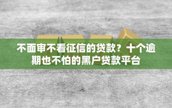 不面审不看征信的贷款？十个逾期也不怕的黑户贷款平台