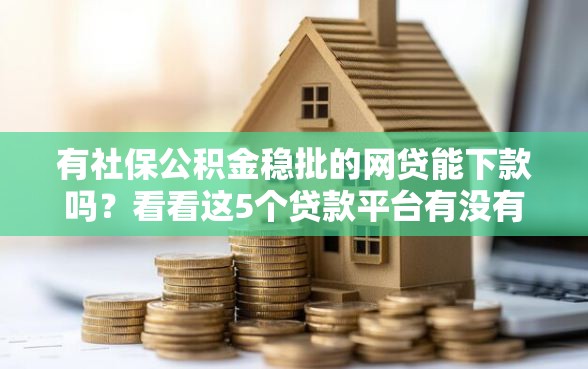 有社保公积金稳批的网贷能下款吗？看看这5个贷款平台有没有能下款的