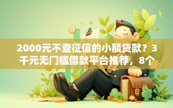 2000元不查征信的小额贷款？3千元无门槛借款平台推荐，8个小米贷款平台盘点