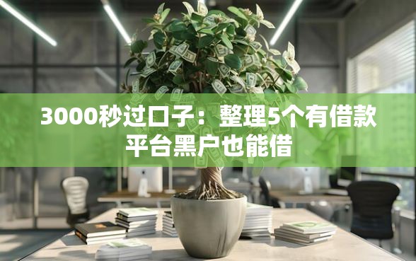 3000秒过口子：整理5个有借款平台黑户也能借