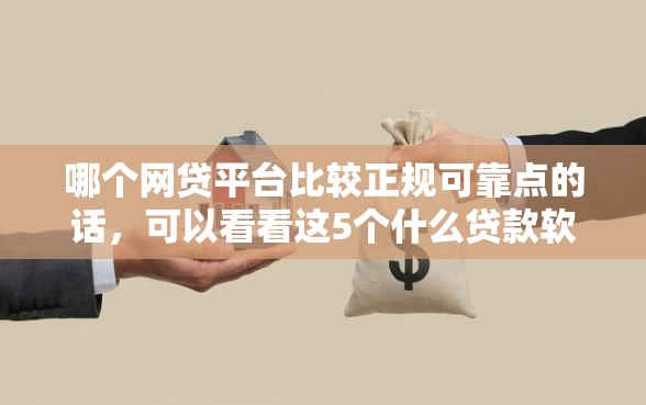 哪个网贷平台比较正规可靠点的话，可以看看这5个什么贷款软件不上征信不用还