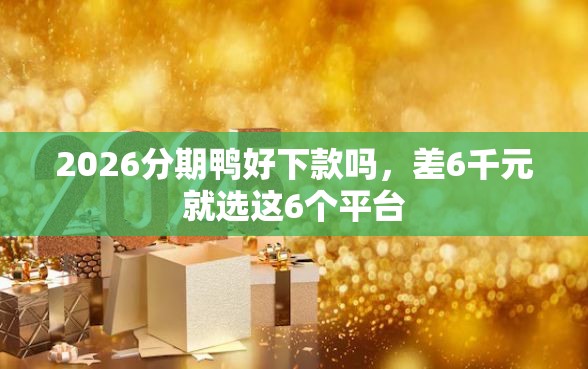 2026分期鸭好下款吗，差6千元就选这6个平台