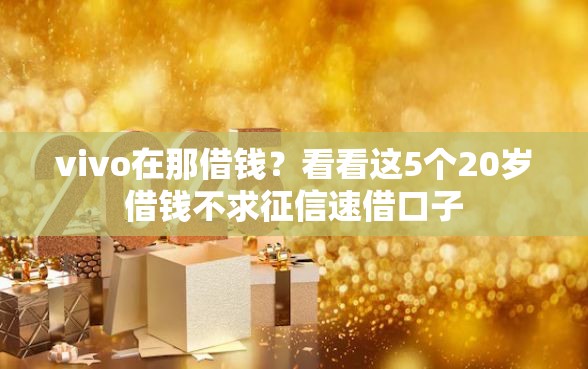 vivo在那借钱？看看这5个20岁借钱不求征信速借口子