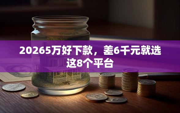 20265万好下款，差6千元就选这8个平台