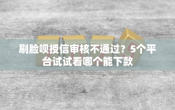 刷脸呗授信审核不通过？5个平台试试看哪个能下款