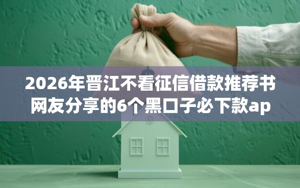 2026年晋江不看征信借款推荐书网友分享的6个黑口子必下款app2023我觉得不错！