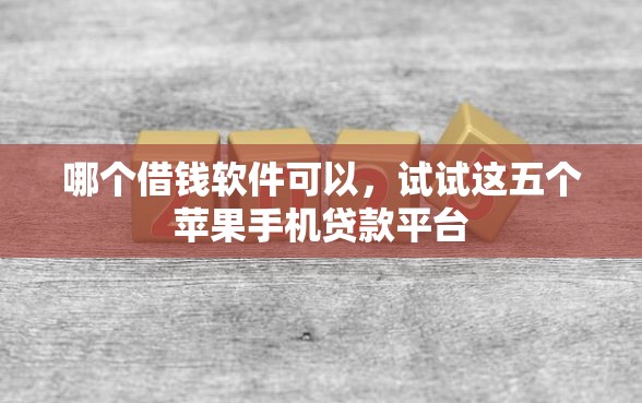 哪个借钱软件可以，试试这五个苹果手机贷款平台
