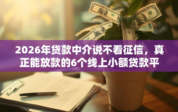 2026年贷款中介说不看征信，真正能放款的6个线上小额贷款平台推荐