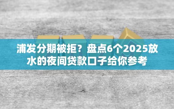 浦发分期被拒？盘点6个2025放水的夜间贷款口子给你参考