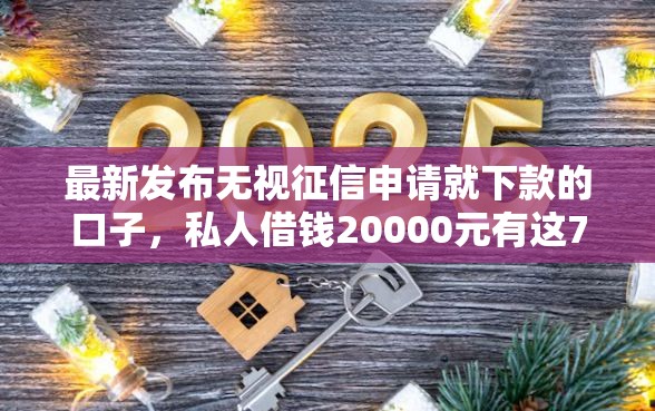 最新发布无视征信申请就下款的口子，私人借钱20000元有这7个渠道