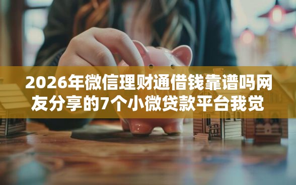 2026年微信理财通借钱靠谱吗网友分享的7个小微贷款平台我觉得不错！