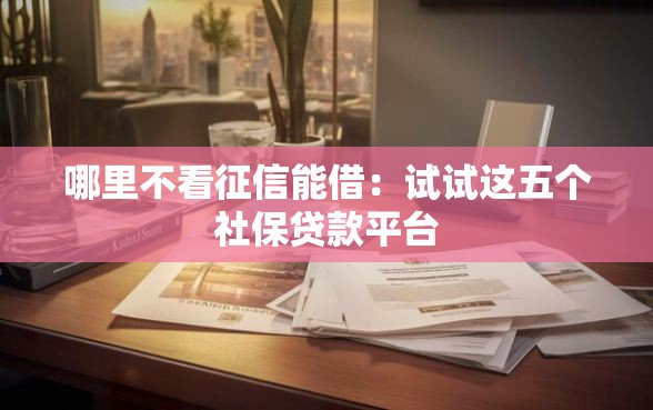 哪里不看征信能借：试试这五个社保贷款平台