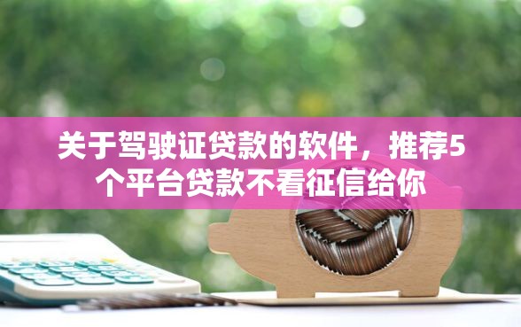 关于驾驶证贷款的软件，推荐5个平台贷款不看征信给你