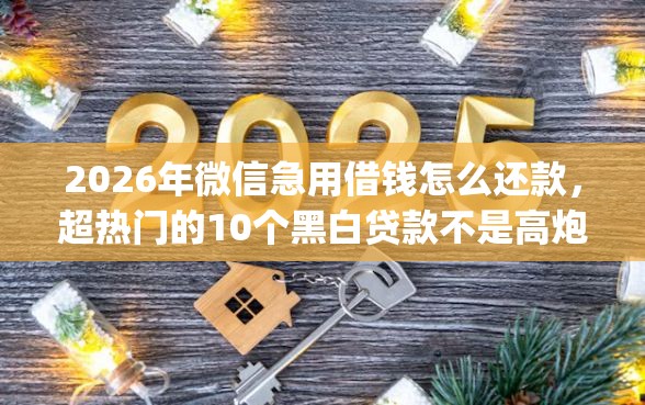 2026年微信急用借钱怎么还款，超热门的10个黑白贷款不是高炮的app推荐